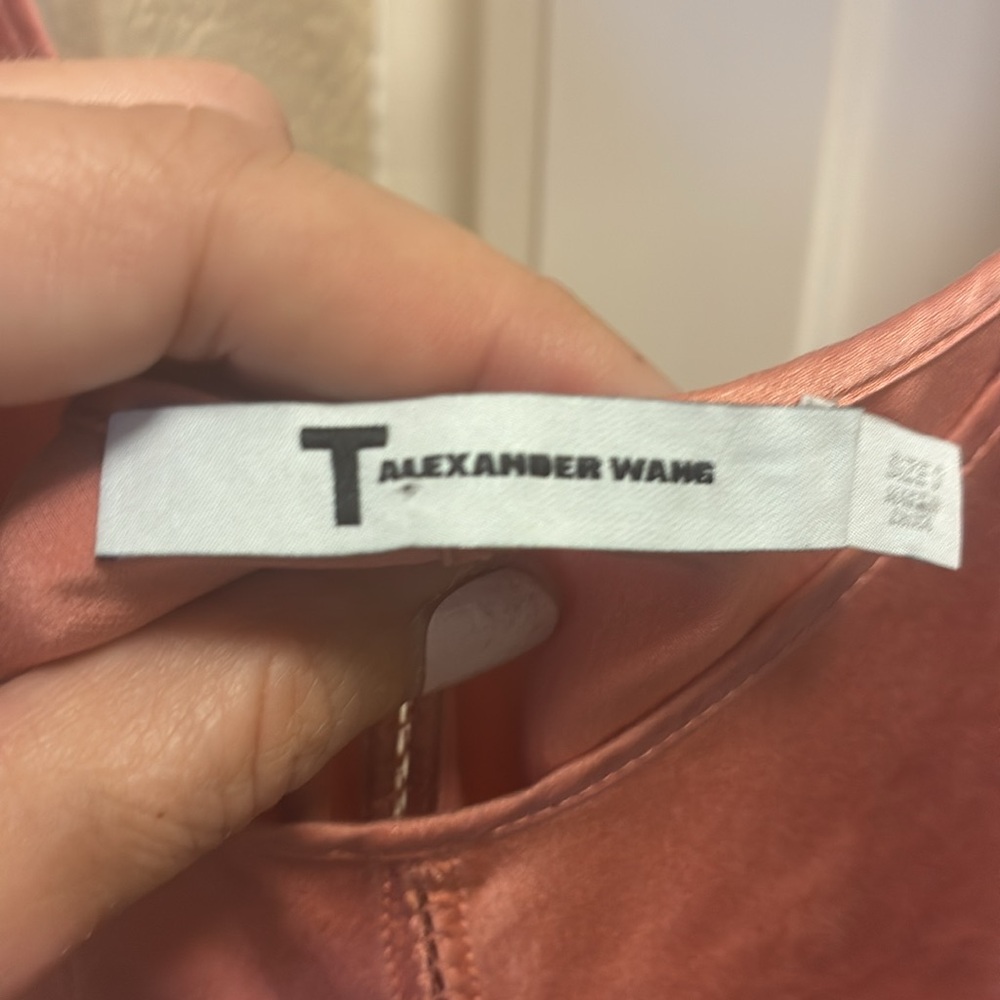T. Alexander Wang Rose Pink Draped Silk-Satin Bodysuit - Picture 13 of 14